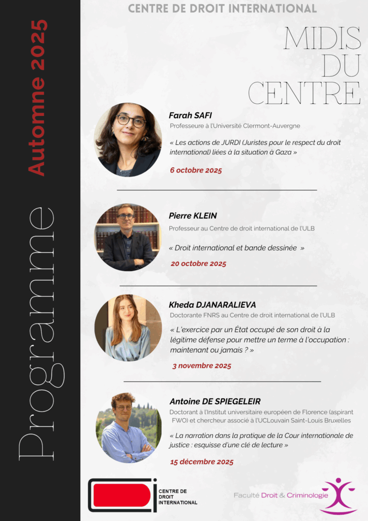 Prochains Midis du Centre avec Farah Safi, Pierre Klein, Kheda Djanaralieva et Antoine De Spiegeleir